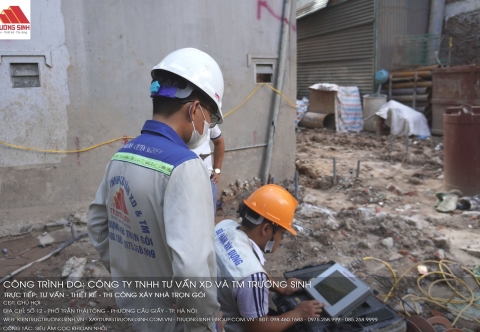 Trường Sinh tiến hành siêu âm cọc khoan nhồi tại công trình Trần Thái Tông