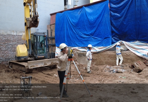 Cập nhật thông tin công trình Long biên: Trường Sinh triển khai thi công ép cừ và đo trắc đạc