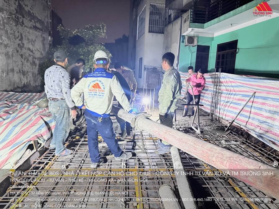 Đổ bê tông toàn khối Cột + Dầm + Sàn