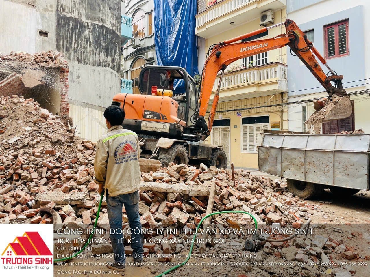 Quá trình phá dỡ nhà, đào móng nhà