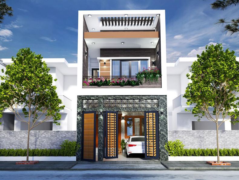 mẫu thiết kế nhà 2 tầng có gara