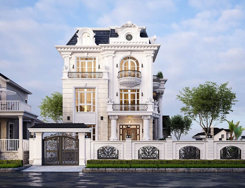 mẫu thiết kế nhà 3 tầng cổ điển