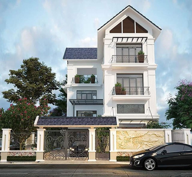 mẫu thiết kế nhà 3 tầng chữ L