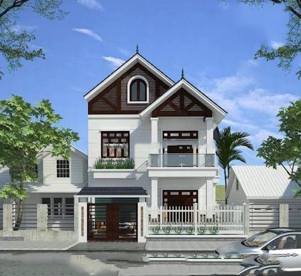 Thiết kế nhà 2 tầng đẹp mái Thái