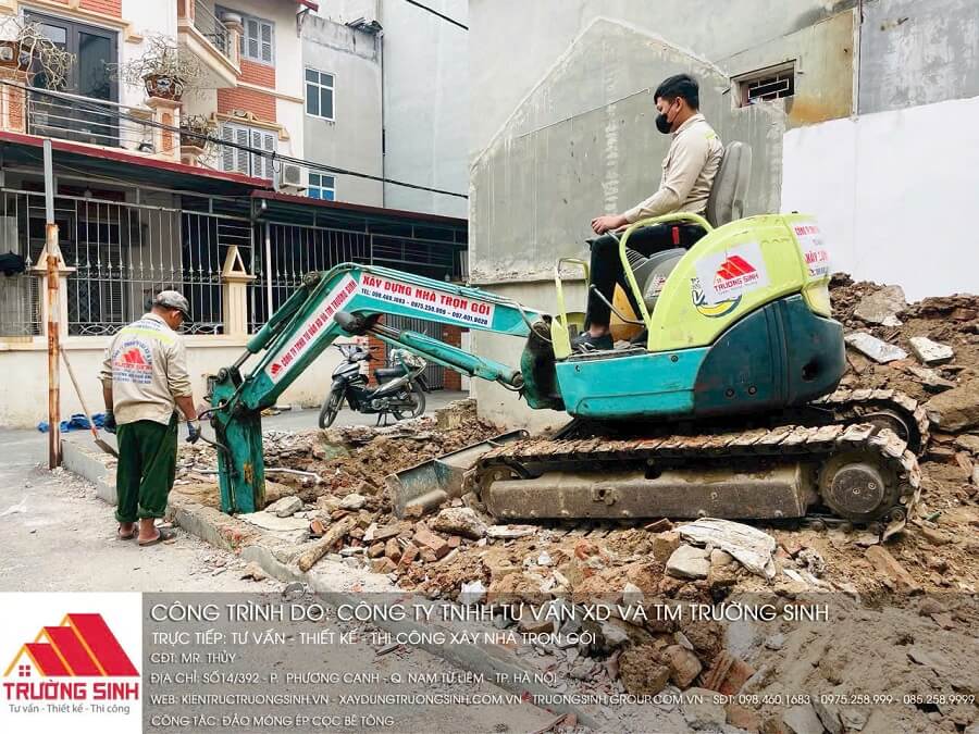 Công tác đào móng để ép cọc