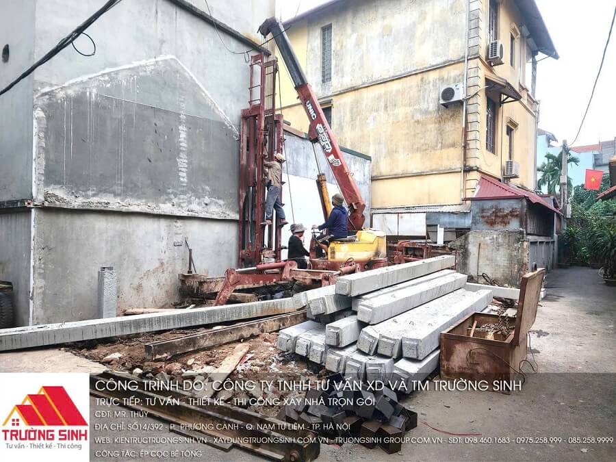 Công tác ép cọc bê tông bằng máy móc chuyên dụng