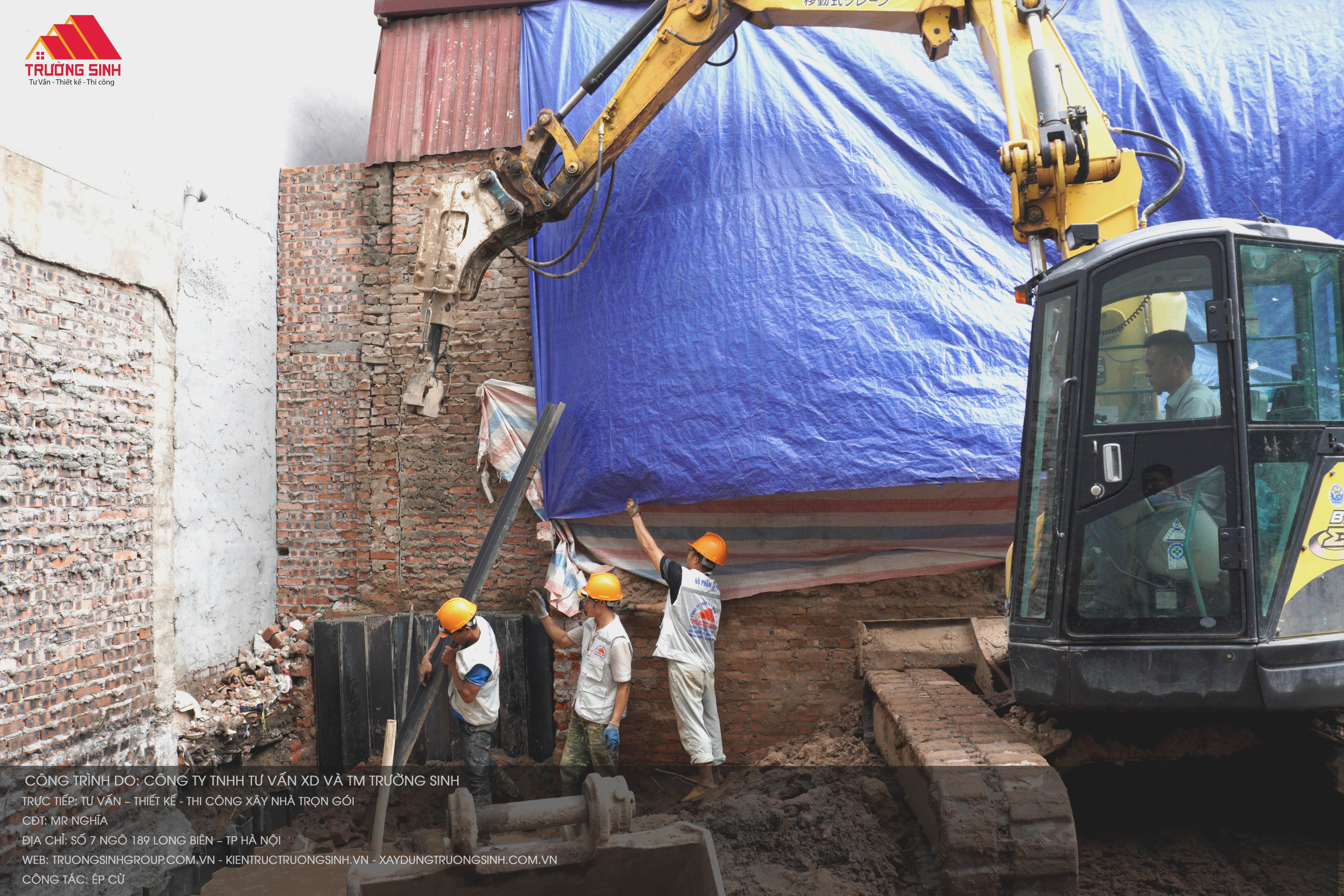 giai đoạn thi công ép cừ – một hạng mục quan trọng nhằm gia cố nền đất 