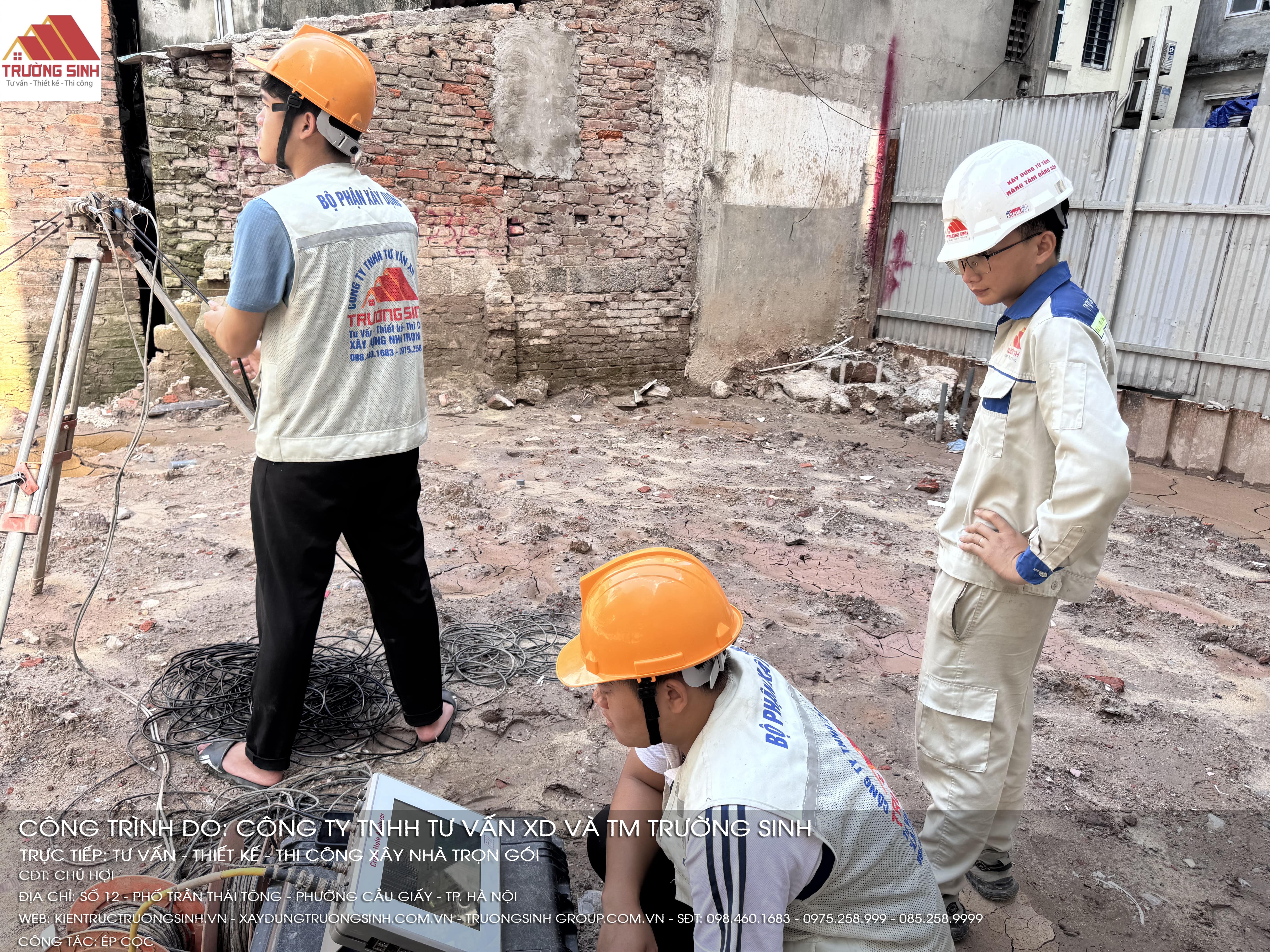 Trường Sinh tiến hành siêu âm cọc khoan nhồi tại công trình Trần Thái Tông