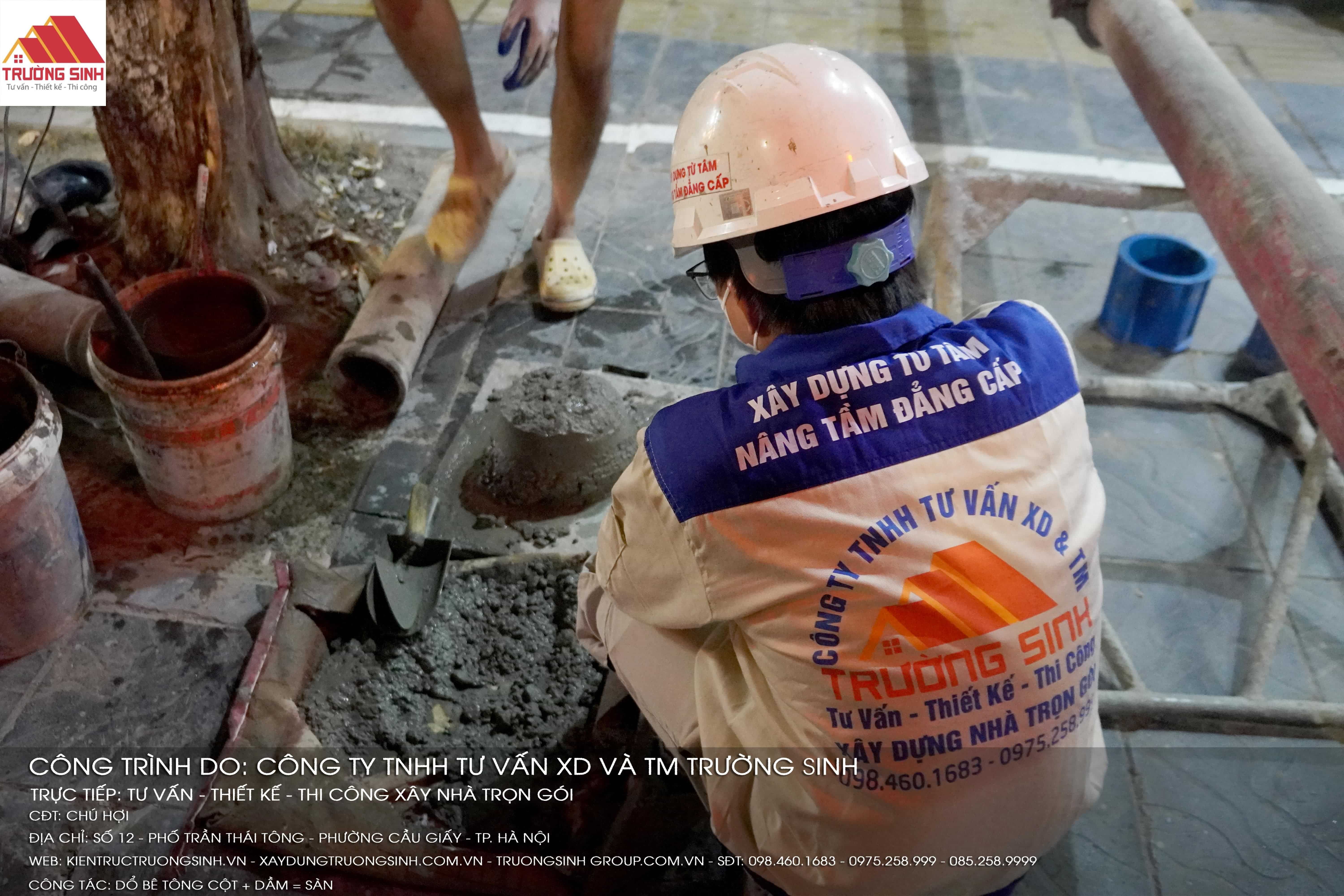 Đổ bê tông kết cấu tầng bán hầm, giúp chống thấm và bảo vệ công trình tốt hơn