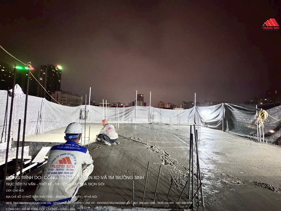 Trường Sinh thực hiện đổ bê tông Cột + Tường + Dầm + Sàn