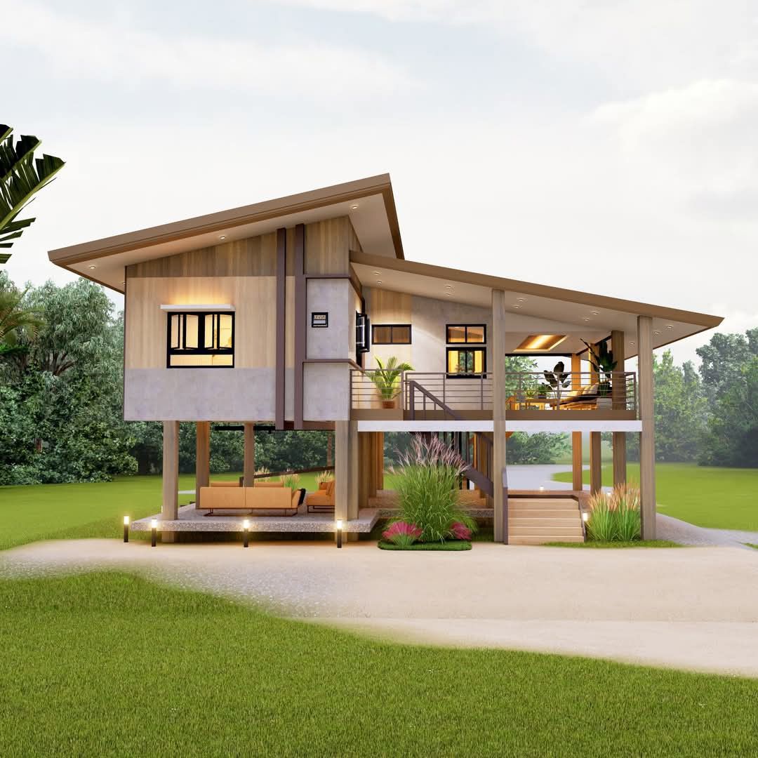 Mẫu nhà mang phong cách hiện đại nhiệt đới
